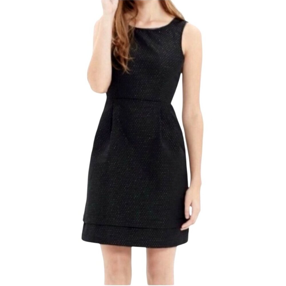 Madewell Dress Women‎ 4 Black Gold Shimmer Fit And Flare Mini Party Whimsigoth